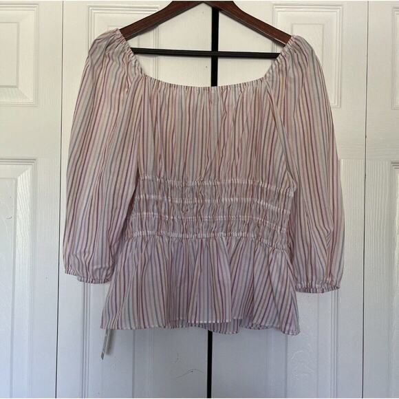 NWT Gianni Bini Alice Top White Stripe Size Large - Picture 6 of 7